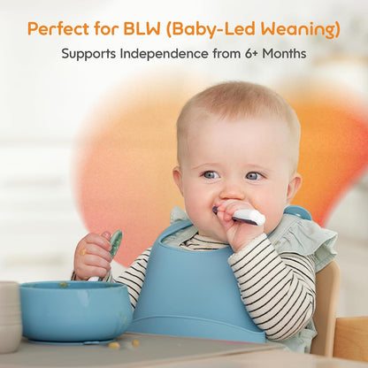 NumNum GOOtensils First Stage Self-Feeding Spoons for Baby Led Weaning (BLW), 2 Pack -  Red / Yellow