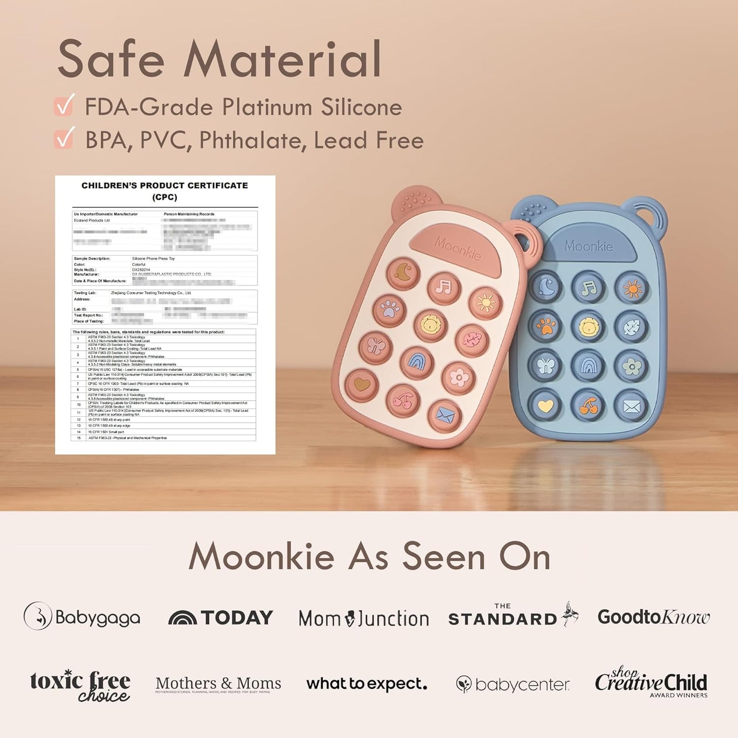 Silicone Phone Press Toy - Blush