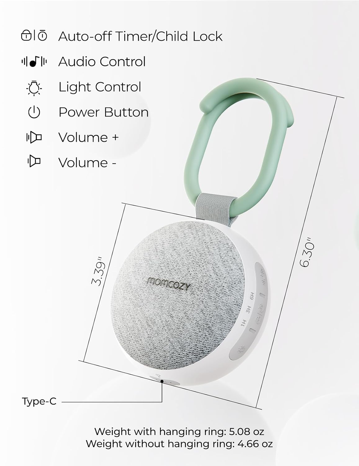 Momcozy Portable Sound Machine with Night Light