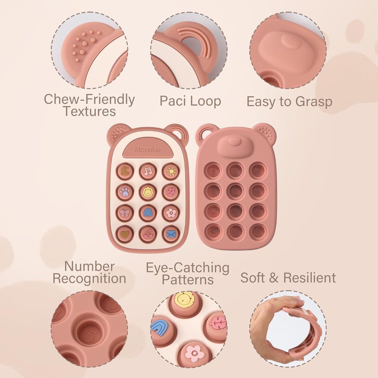 Silicone Phone Press Toy - Blush