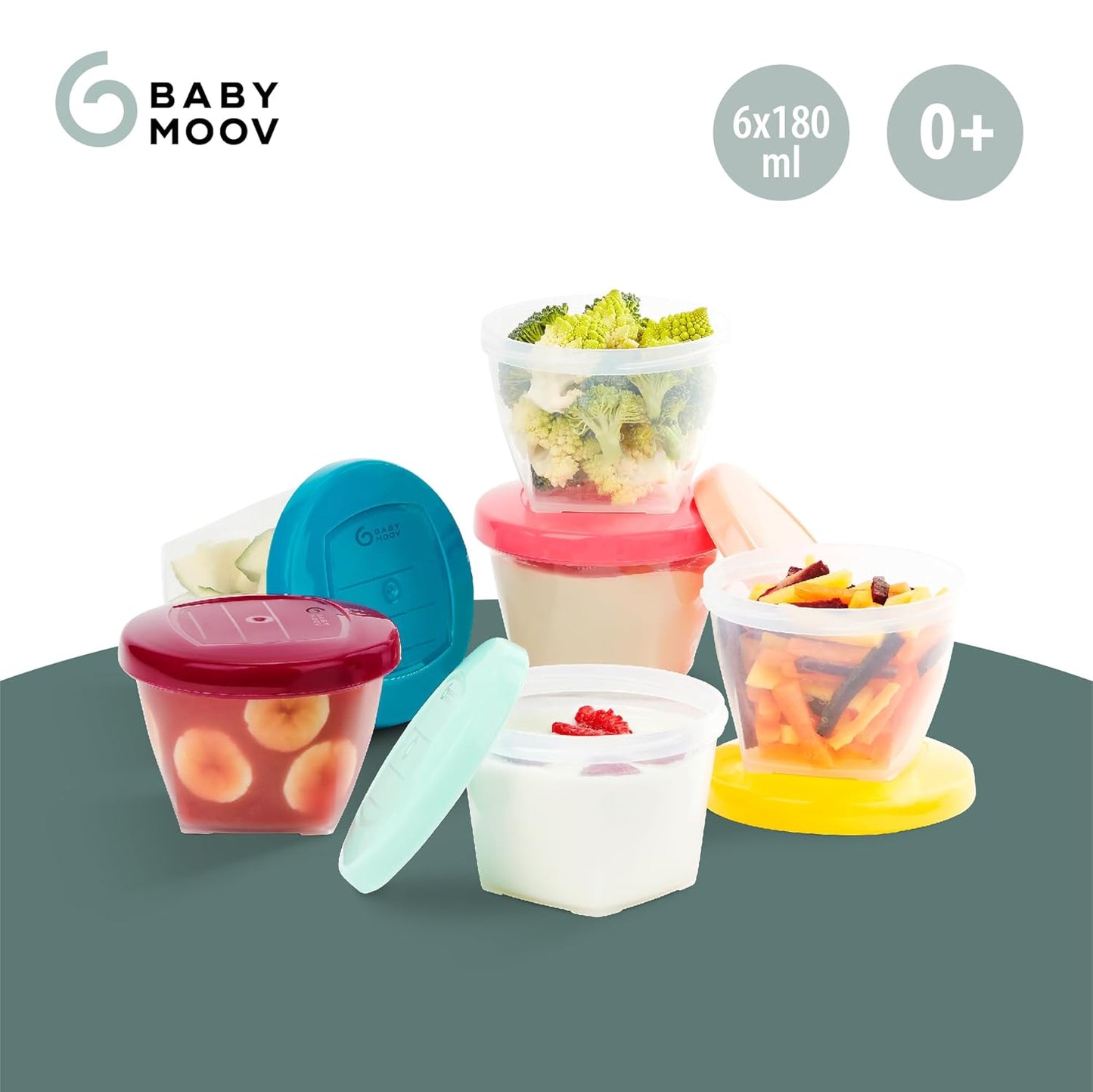 Babymoov Food Storage Containers - 6 pieces - 180 ml