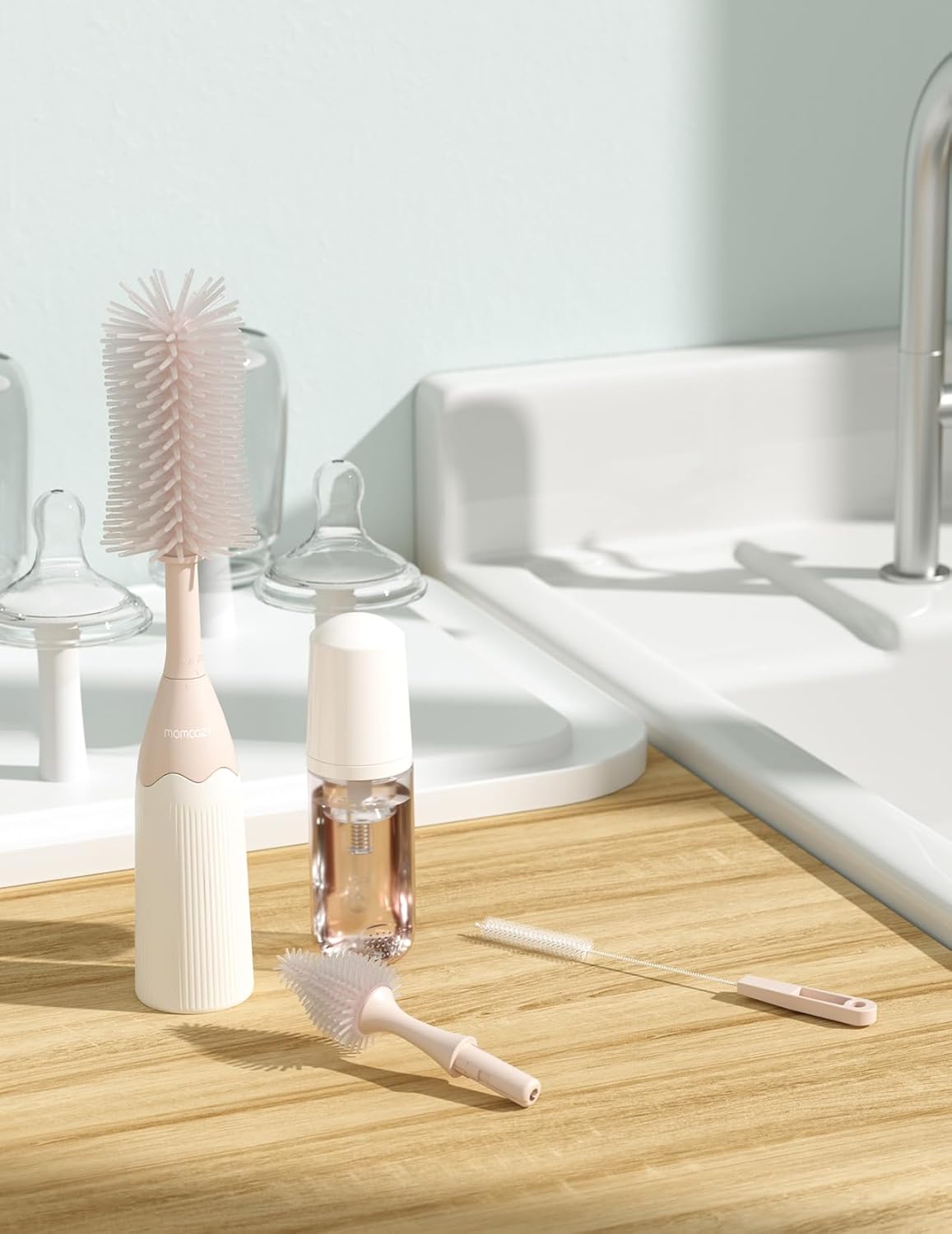 Momcozy - Push-Press Design Bottle Brush Kit - Pink