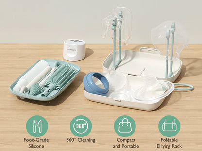 Momcozy - 7 in 1 Travel baby bottle cleaning and drying set