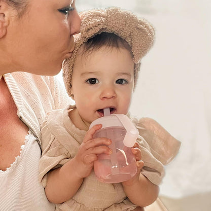 Silicone Training Cup with Straw - Blush