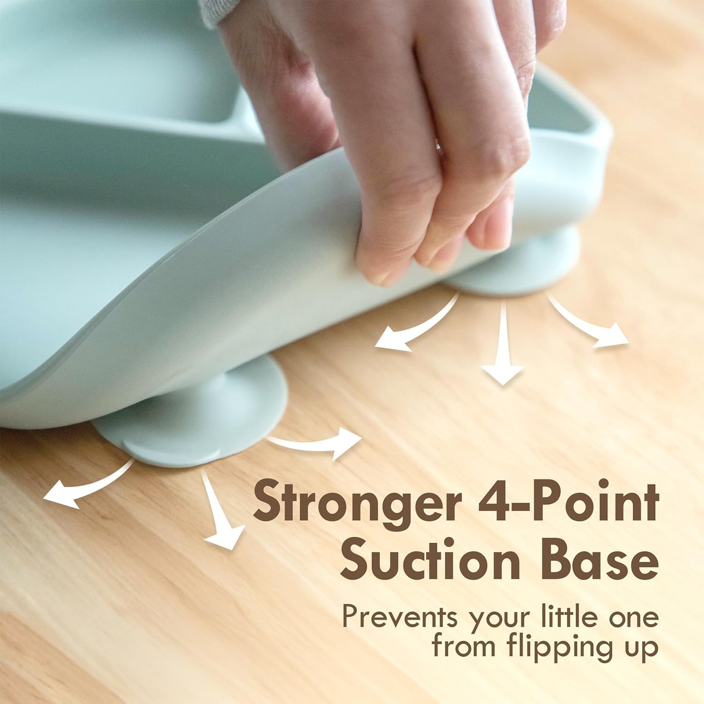 Non-Slip divided Silicone Plate with Lid + gift cutlery