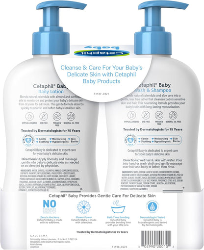 Cetaphil Baby Wash & Shampoo Plus Body Lotion, Healthy Skin Essentials set - 400 ml