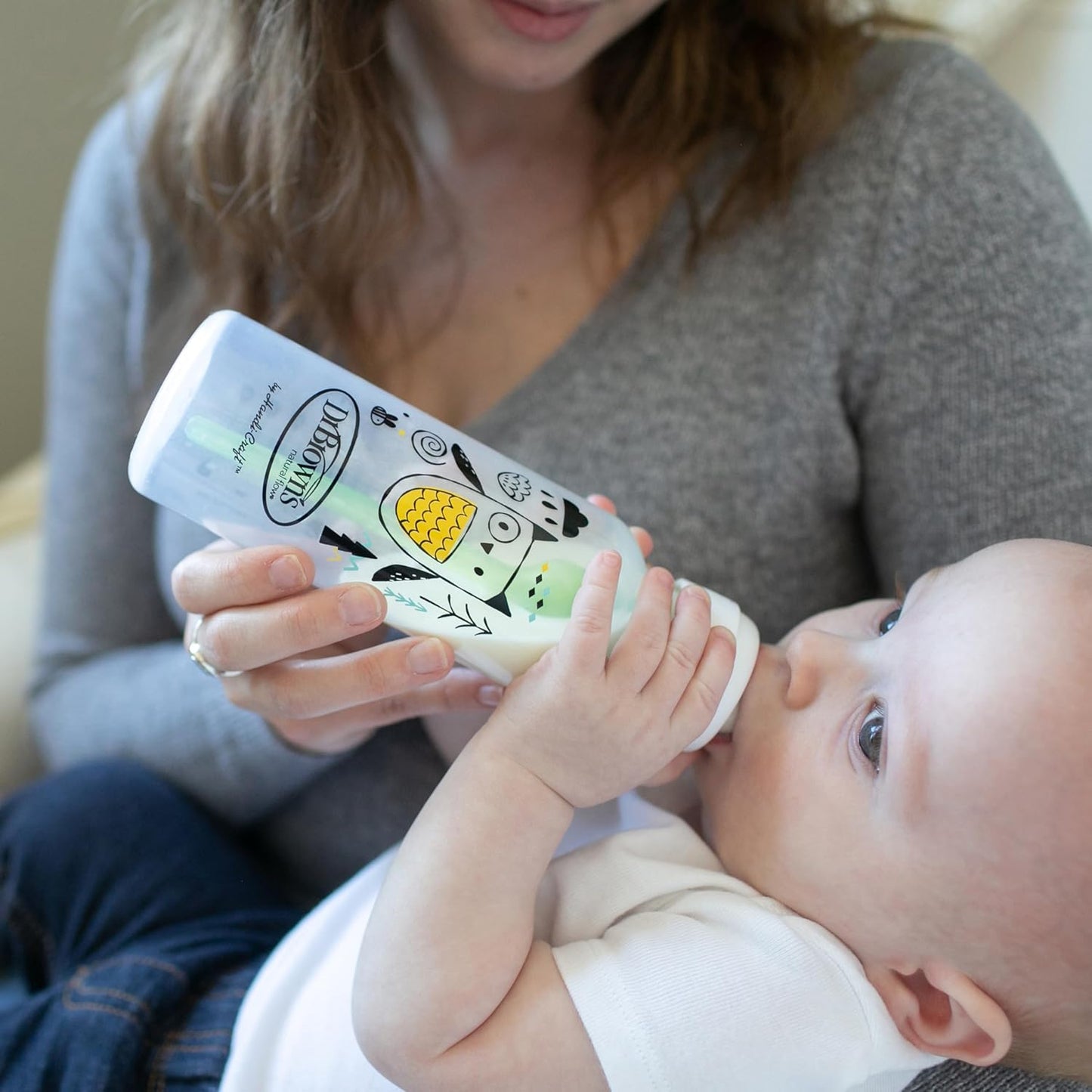 Narrow Neck Options+ Bottle 250ml, Green, 2-pack / Bear & Owl