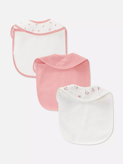 Pack of 3 Dribble bibs - pink flory