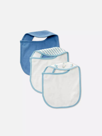 Pack of 3 Dribble bibs - blue horse