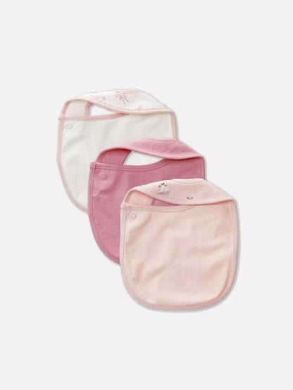 Pack of 3 Dribble bibs - pink unicorn