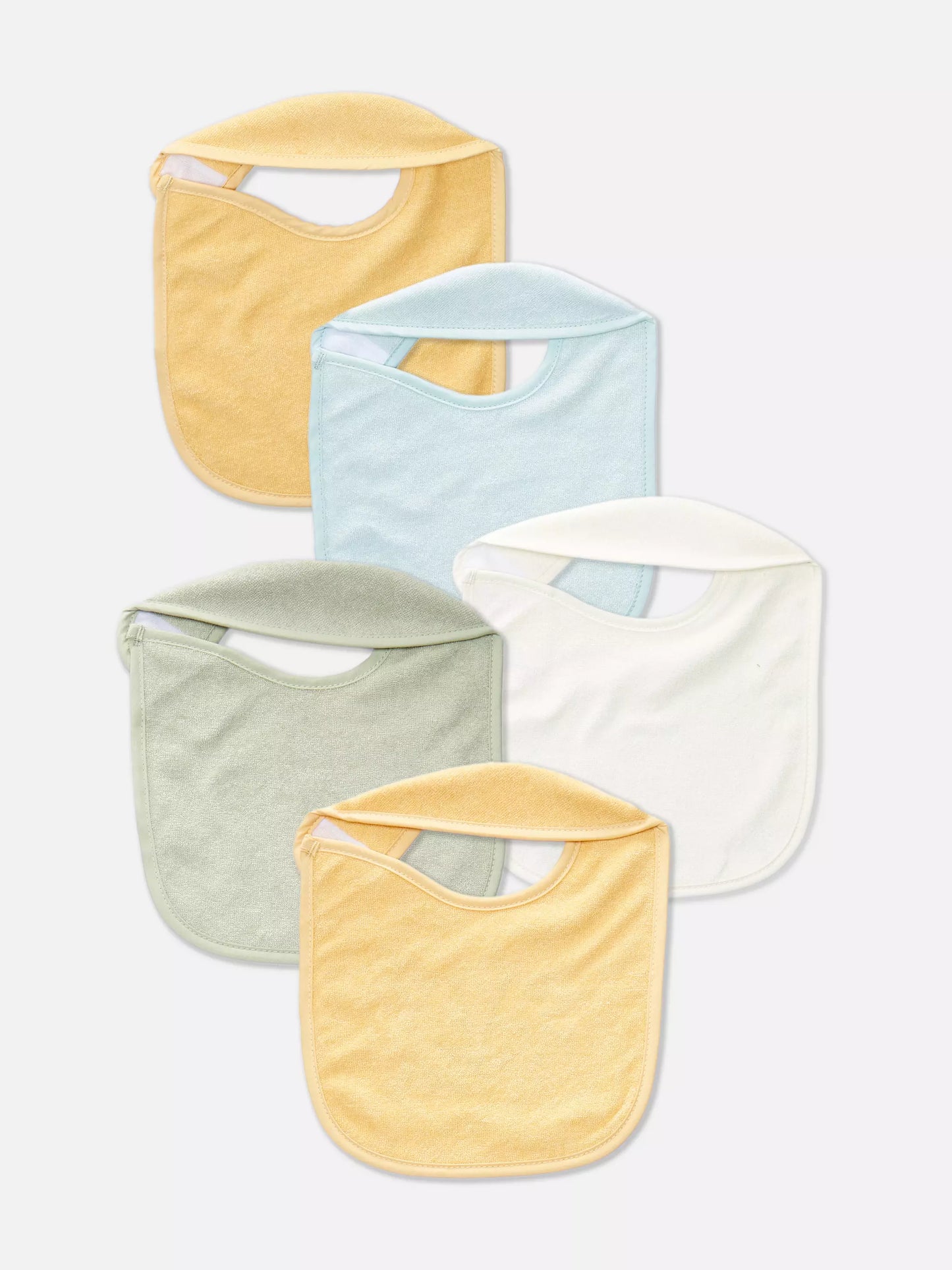 Pack of 5 towelling bibs - Yellow lion