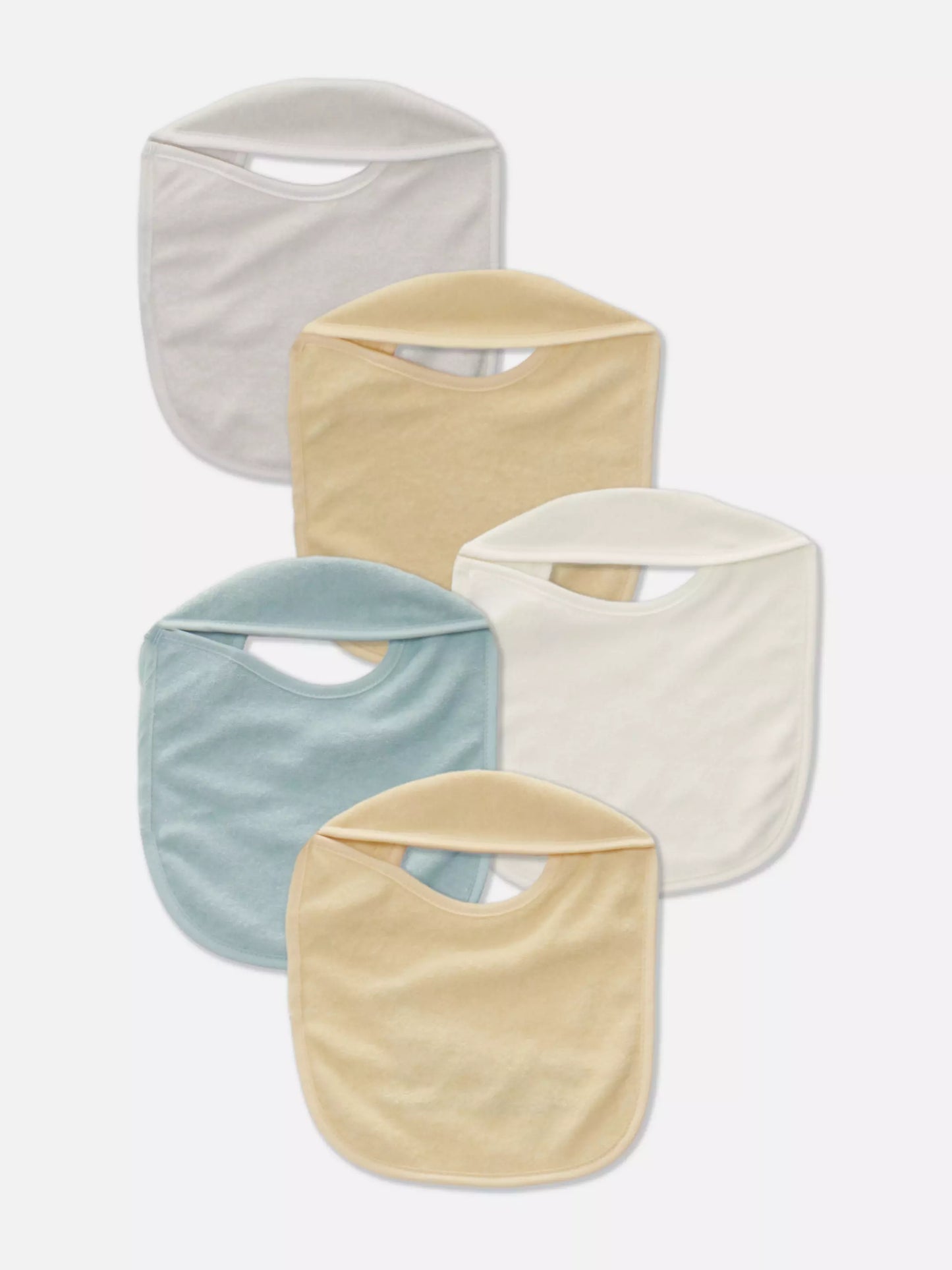 Pack of 5 towelling bibs - Yellow duck