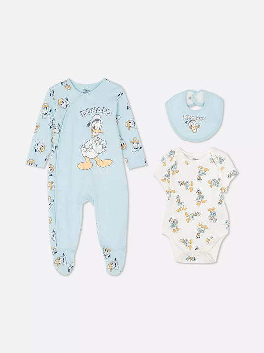 Donald Duck Sleepsuit, Bodysuit and Bib Set