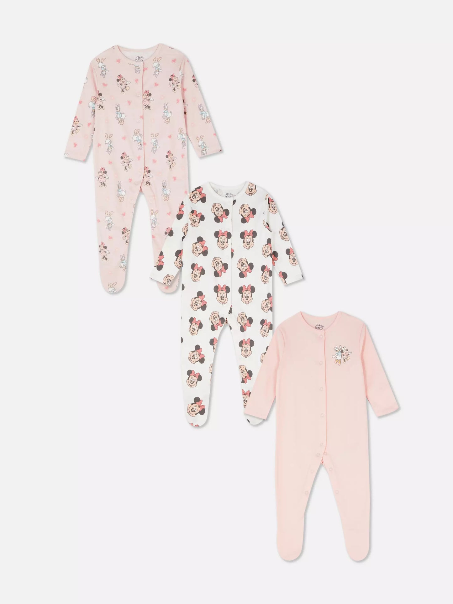 Pack of 3 Minnie Mouse & Daisy Duck sleepsuits