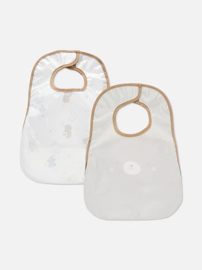 Pack of 2 wipeable bibs with pocket - Bear
