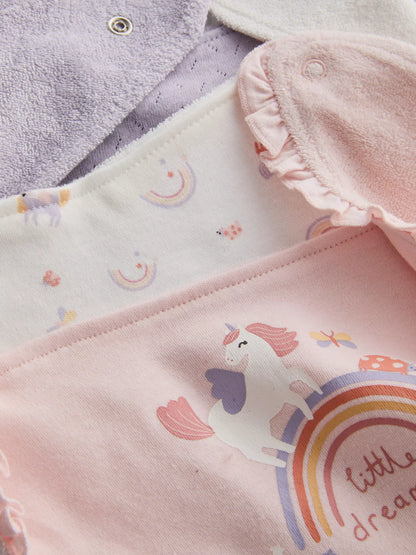 3pk Bandana Bibs - Pink unicorn