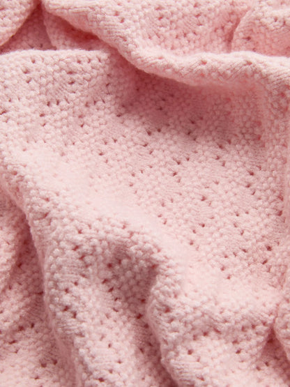 Pointelle knit baby blanket - Pink