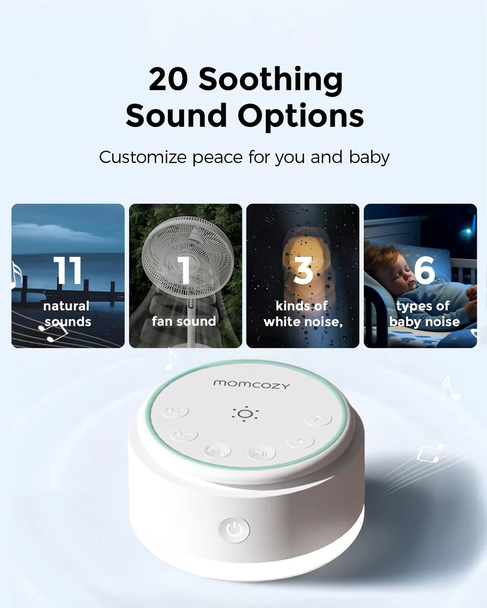 Momcozy Baby Sound Machine - Cold Light