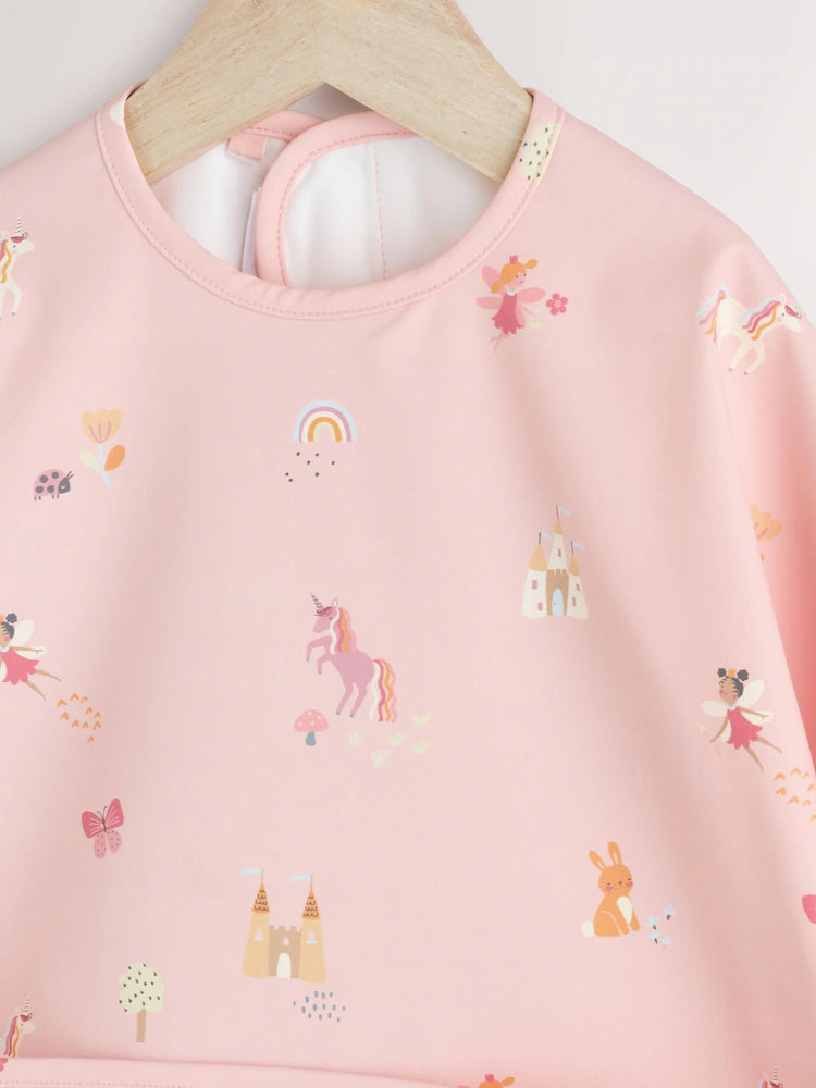 Pink Unicorn Fairies - Weaning And Feeding Sleeved Bib