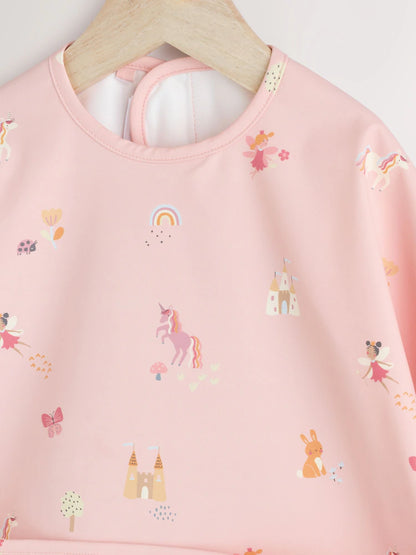 Pink Unicorn Fairies - Weaning And Feeding Sleeved Bib