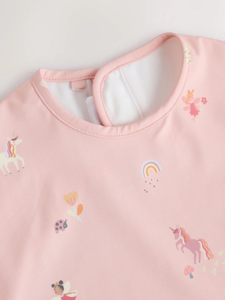 Pink Unicorn Fairies - Weaning And Feeding Sleeved Bib