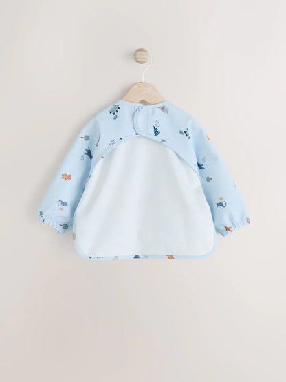 Blue Dino Jungle Weaning - Weaning And Feeding Sleeved Bib