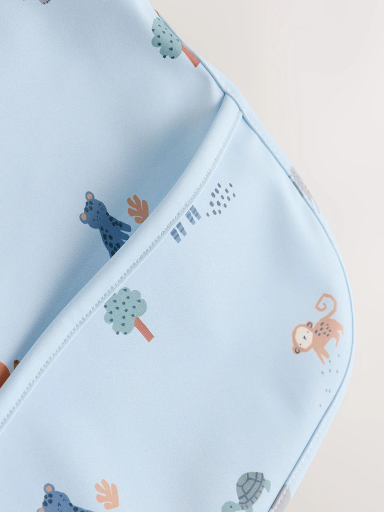 Blue Dino Jungle Weaning - Weaning And Feeding Sleeved Bib