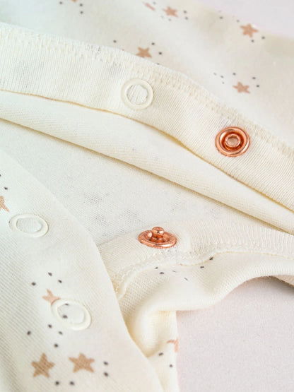 4 Piece Baby Set - Sleepsuit, Bodysuit, Beanie and Bib - Natural Beige