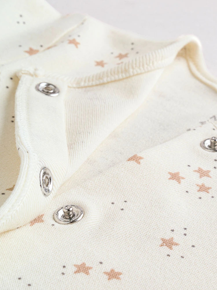 4 Piece Baby Set - Sleepsuit, Bodysuit, Beanie and Bib - Natural Beige