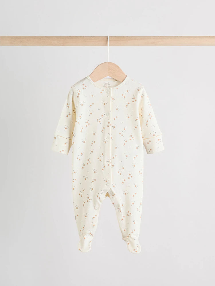 4 Piece Baby Set - Sleepsuit, Bodysuit, Beanie and Bib - Natural Beige