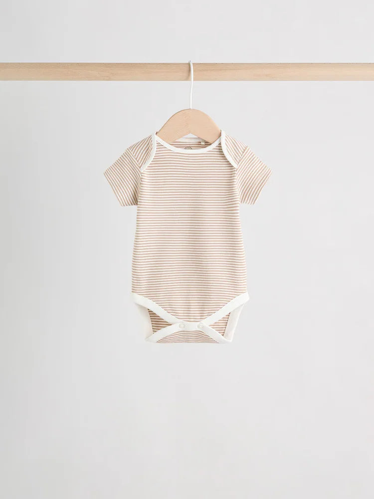 4 Piece Baby Set - Sleepsuit, Bodysuit, Beanie and Bib - Natural Beige