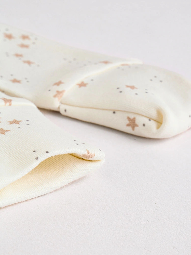 4 Piece Baby Set - Sleepsuit, Bodysuit, Beanie and Bib - Natural Beige