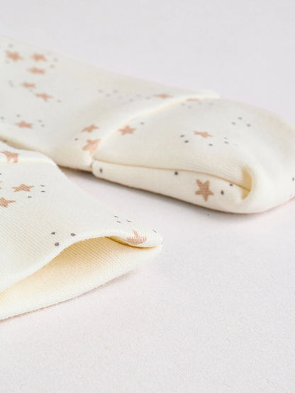 4 Piece Baby Set - Sleepsuit, Bodysuit, Beanie and Bib - Natural Beige