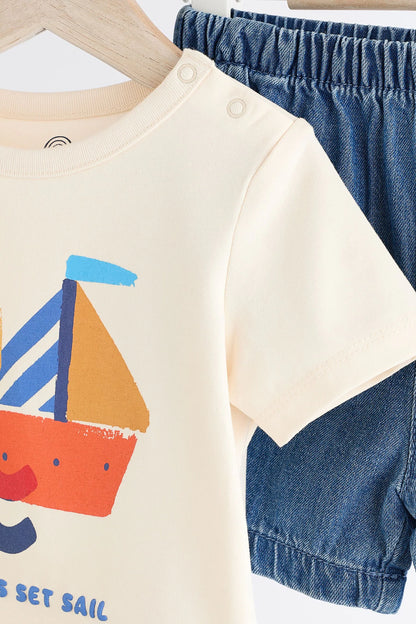 Boat Baby T-Shirt and Denim Shorts