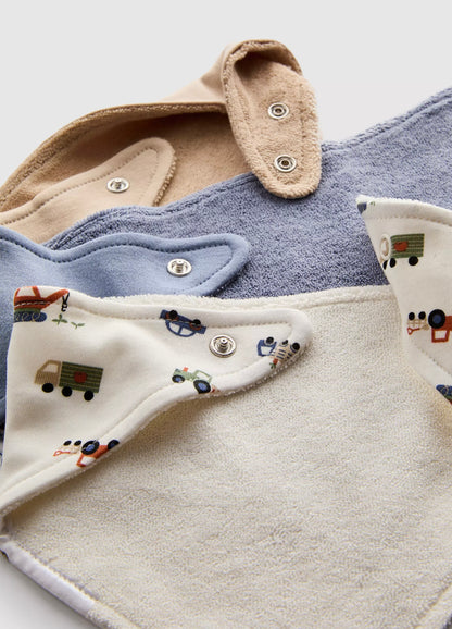 3pk Bandana Bibs - Blue Vehicles