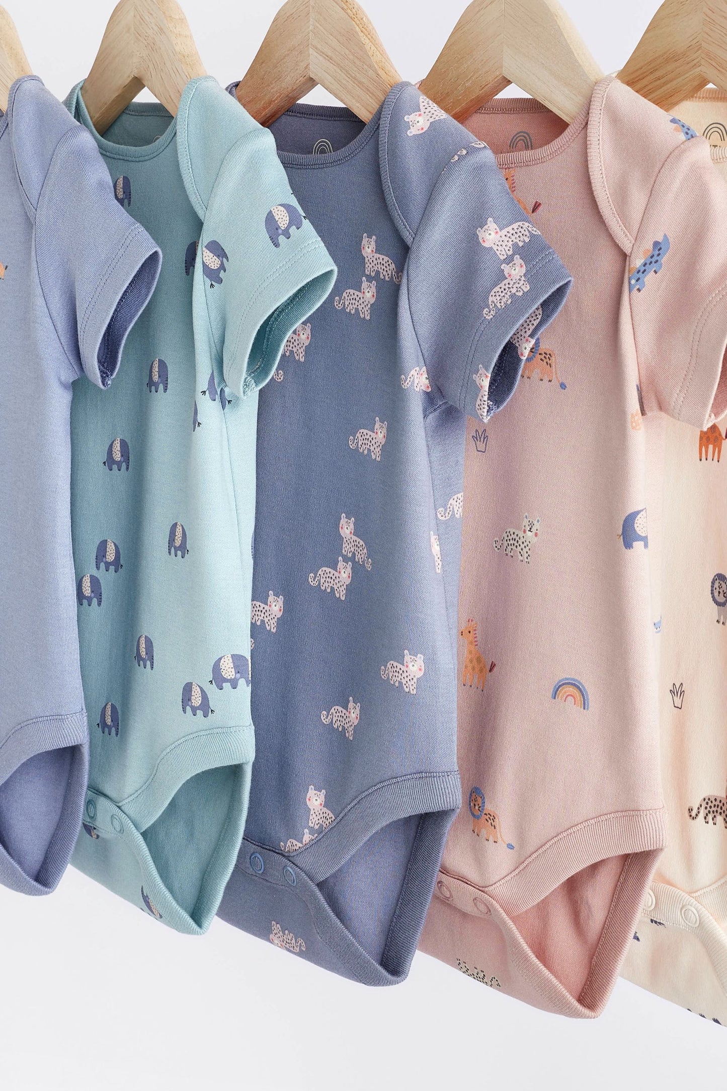 Baby Short Sleeve 100% Cotton Bodysuits 5 Pack