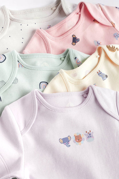 Baby Short Sleeve 100% Cotton Bodysuits 5 Pack