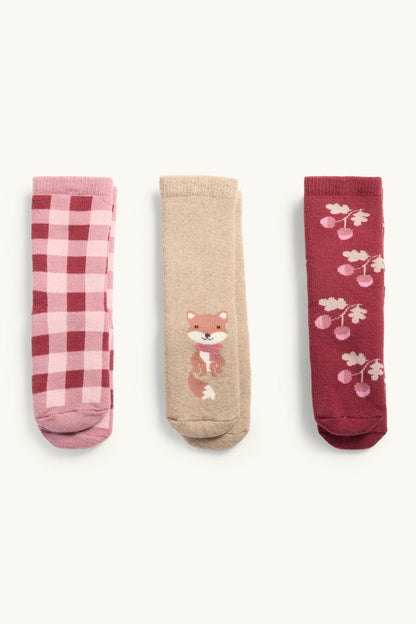Fox - Baby - Pack of 3 Lined Anti-Slip Socks