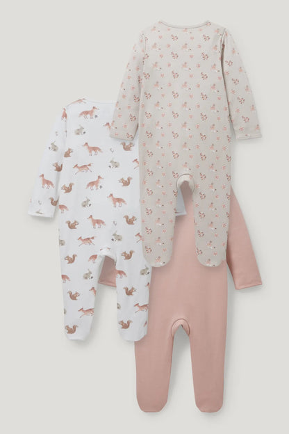 Pack of 3 baby Sleepsuits - Bunny