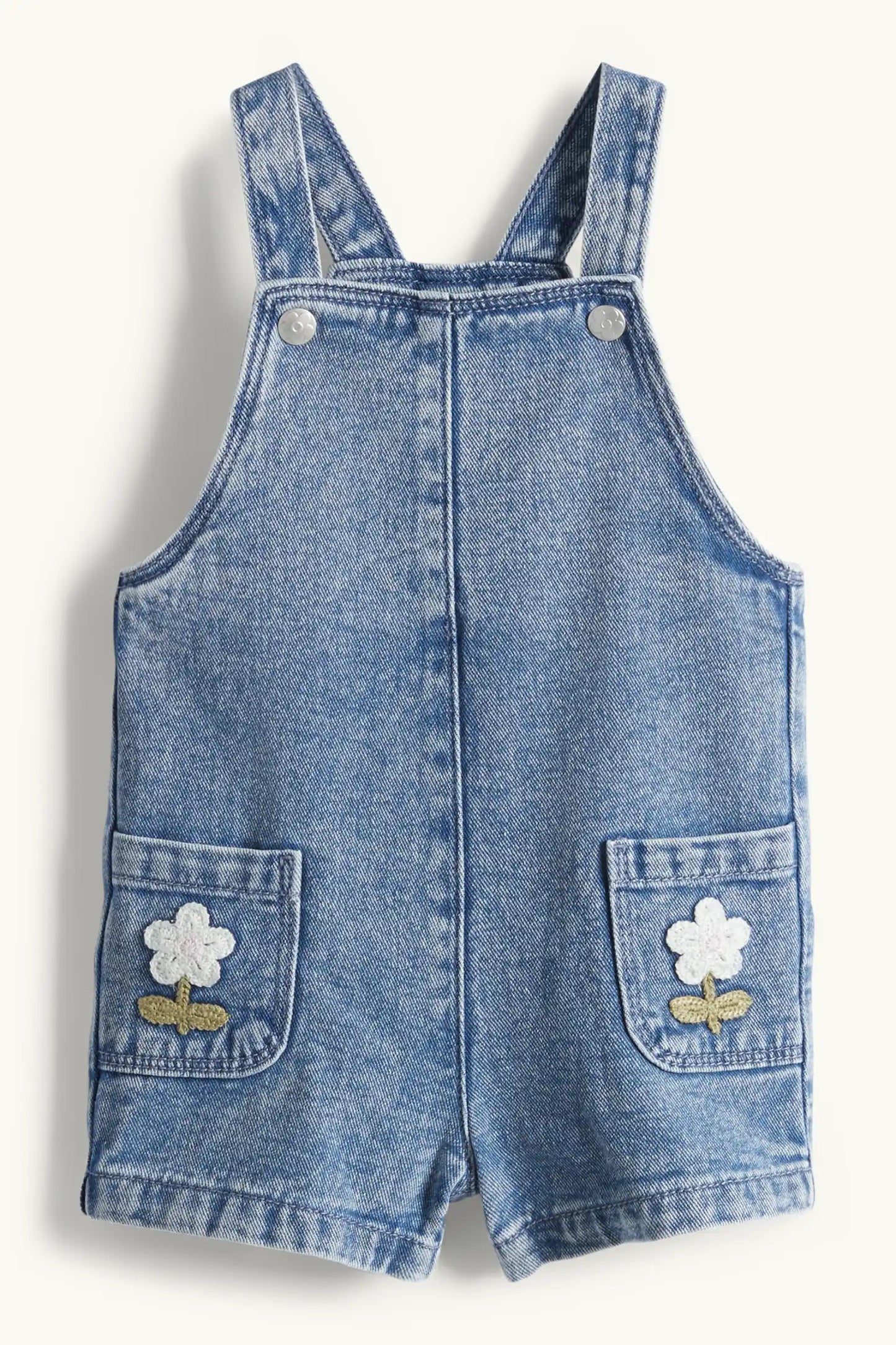 Floral - crocheted baby dungarees set - 2 piece