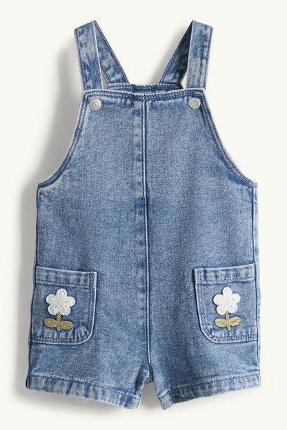 Floral - crocheted baby dungarees set - 2 piece