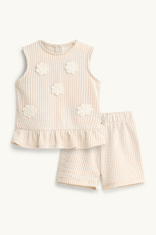 Floral - baby outfit - 2 piece - striped