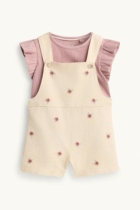 Floral - baby Dungarees set - 2 piece