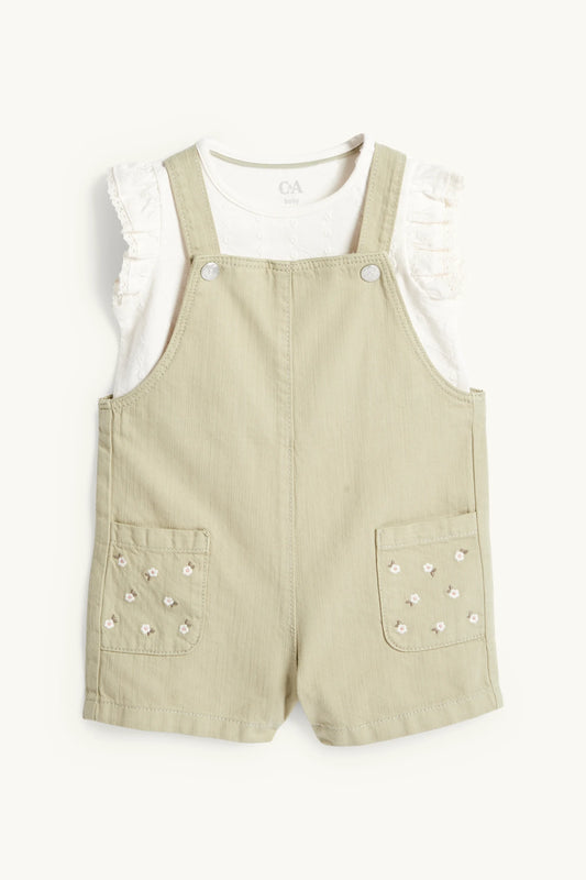 Floral - baby Dungarees set - 2 piece