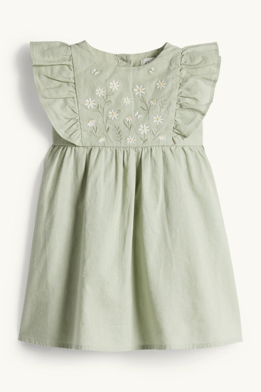 Floral - baby dress with linen