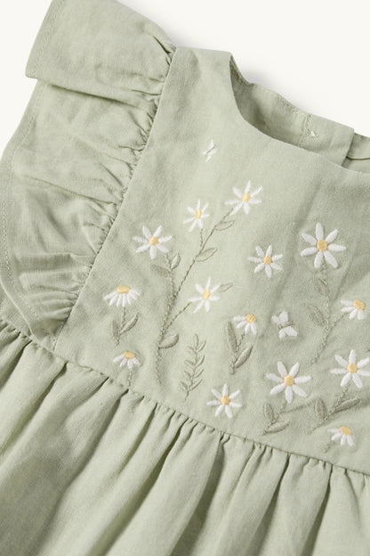 Floral - baby dress with linen