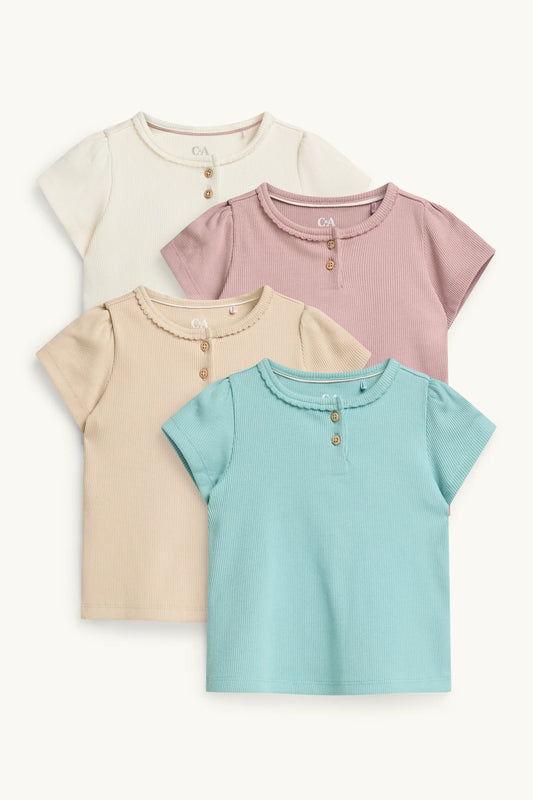 Multipack of 4 - baby short sleeve T-shirt - ribbed