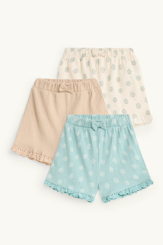 Multipack of 3 - flowers - baby shorts