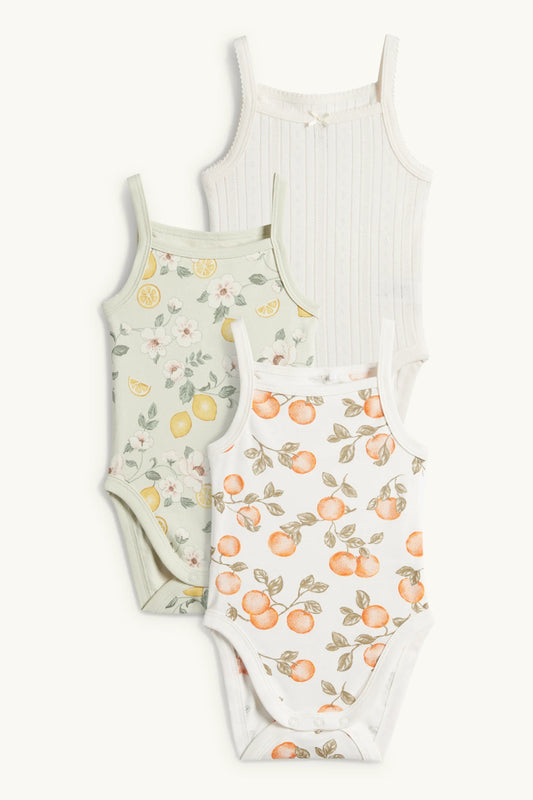 Multipack of 3 - orange and lemon - baby bodysuit