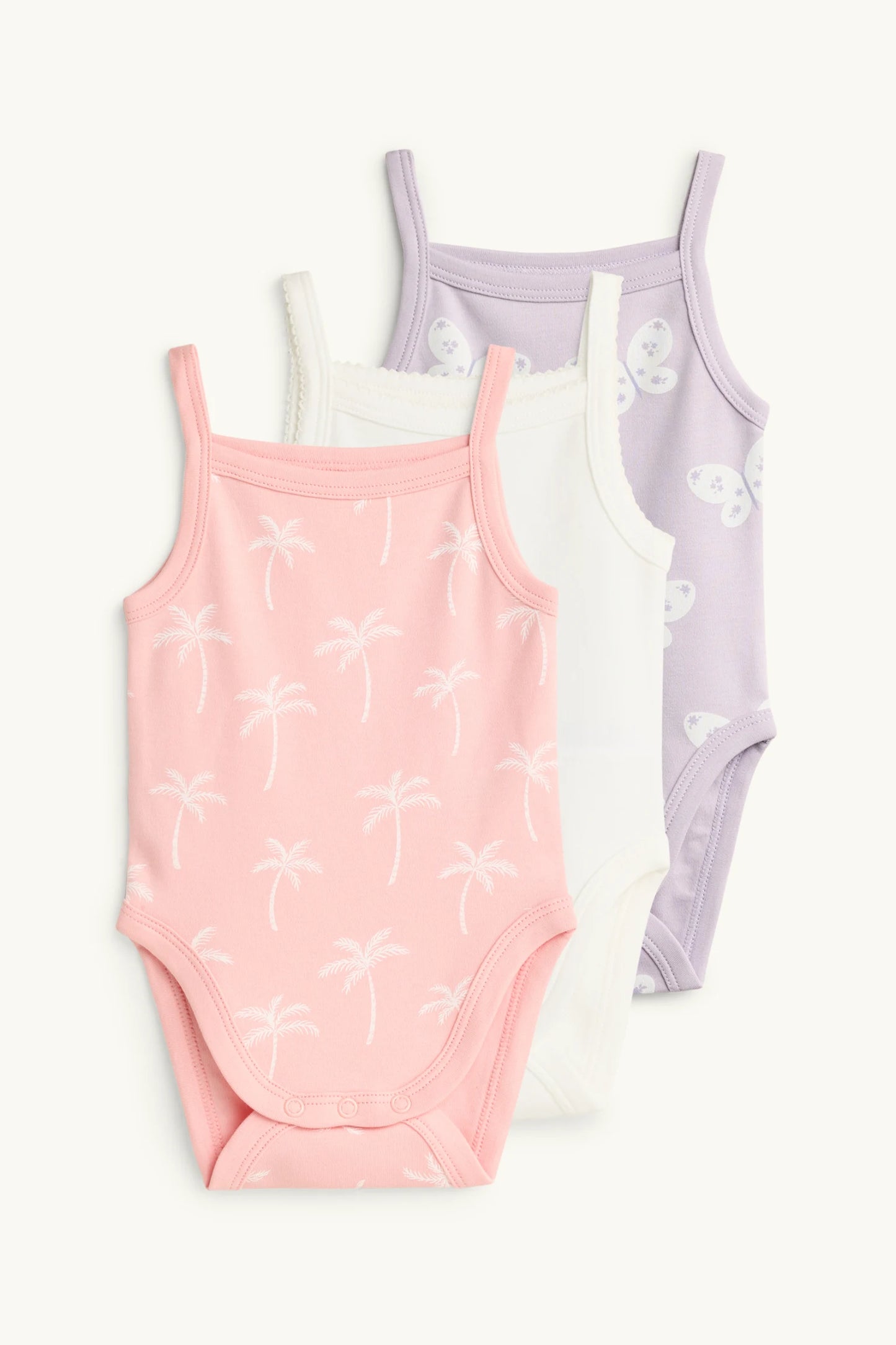 Multipack of 3 - palms and butterflies - baby bodysuit